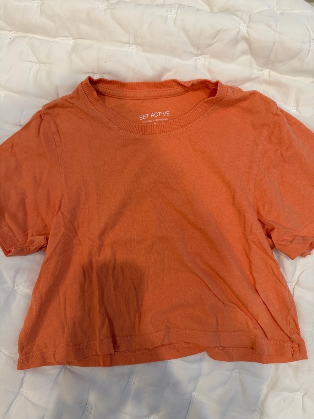 SET Active Cropped Tee (100% cotton) in Orange